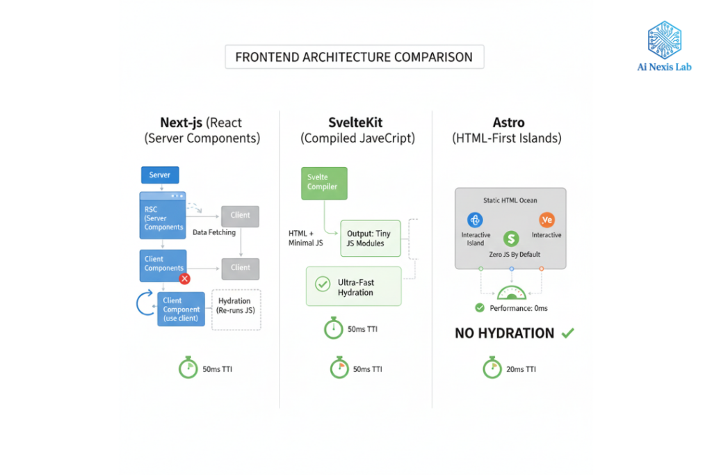 Next.js vs SvelteKit vs Astro Architecture